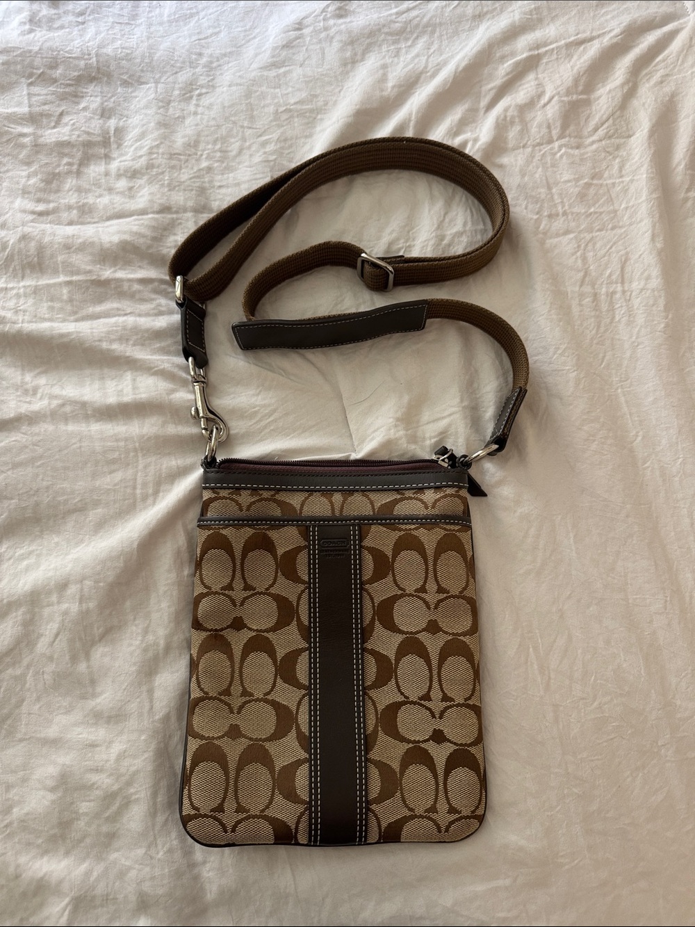 Coach Signature C Stripe Swingpack/Messenger crossbody bag